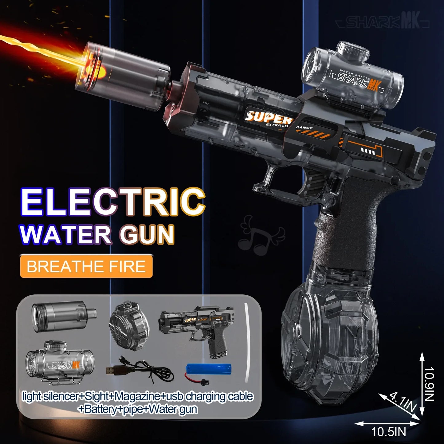 SplashX Shark Blaster — LED Electric Water Gun