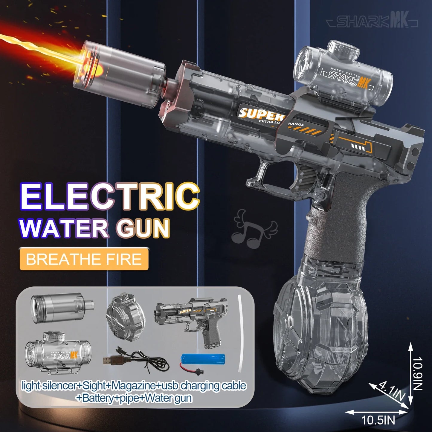 SplashX Shark Blaster — LED Electric Water Gun