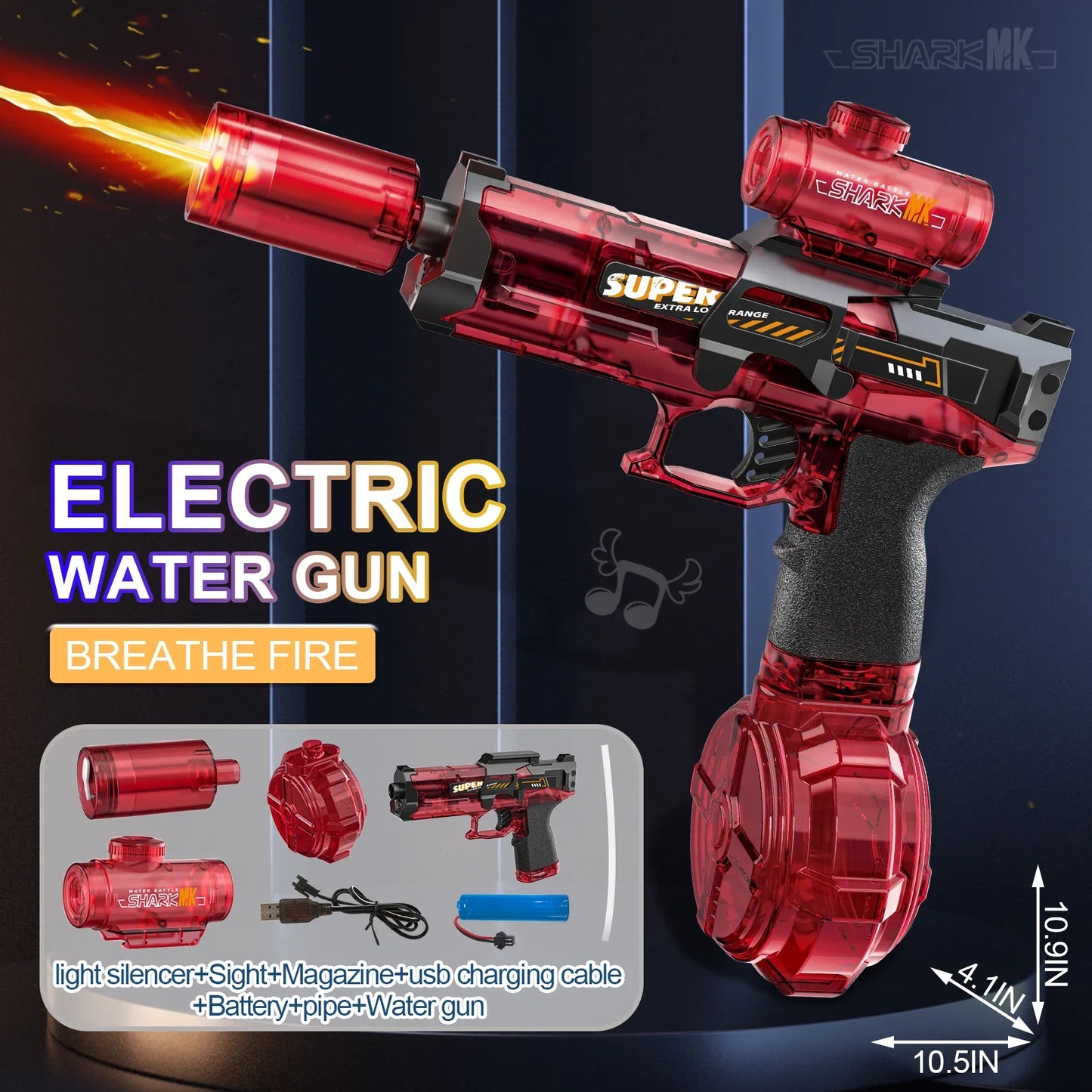 SplashX Shark Blaster — LED Electric Water Gun
