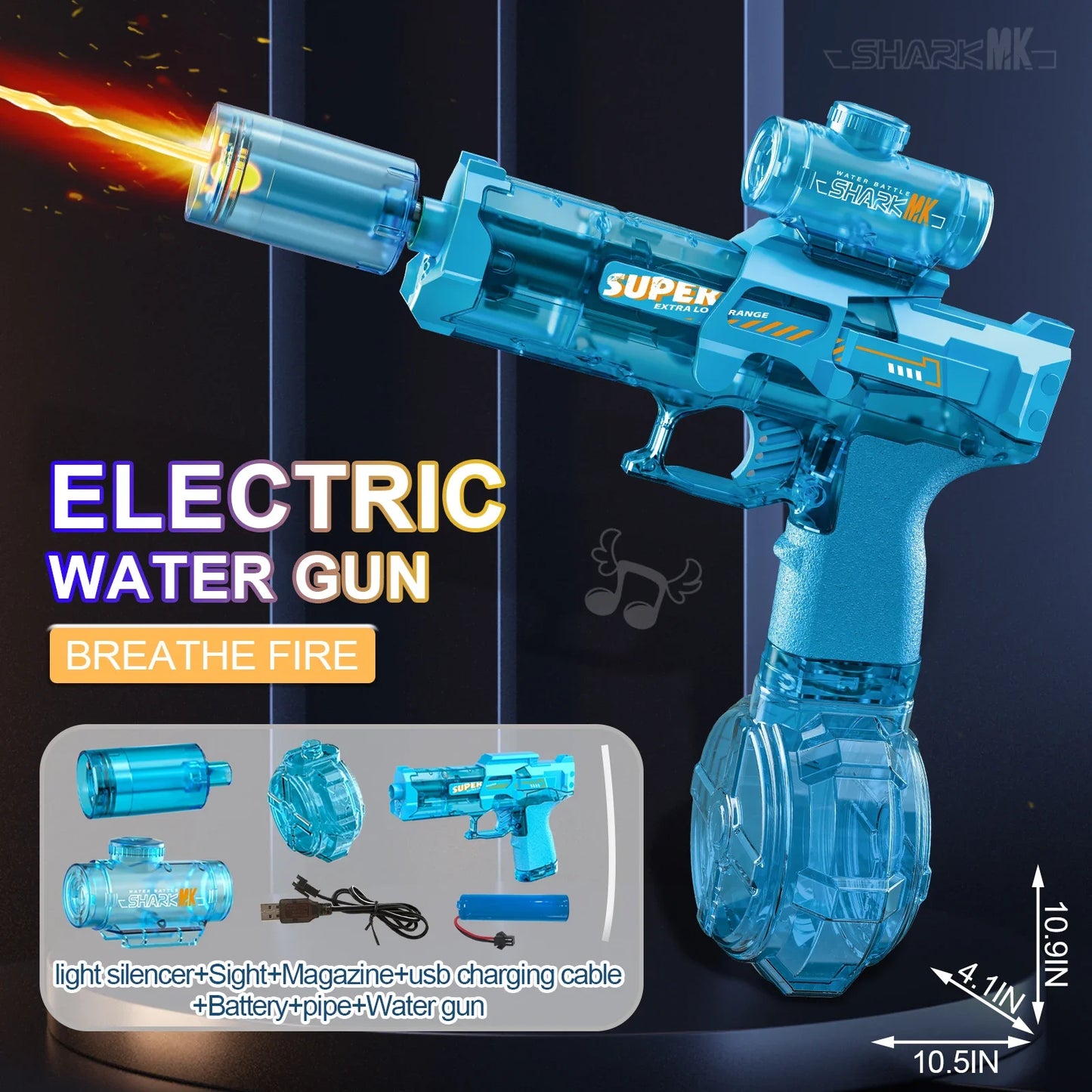 SplashX Shark Blaster — LED Electric Water Gun